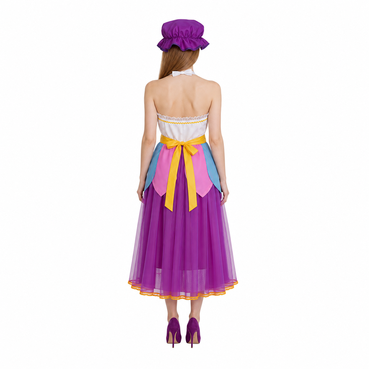 Cosplay Dress with Apron and Cap back view