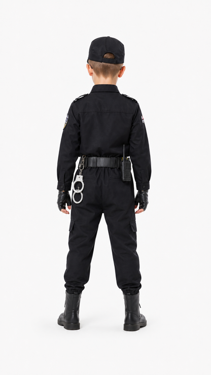 Children’s Police Officer Costume with Accessories back view