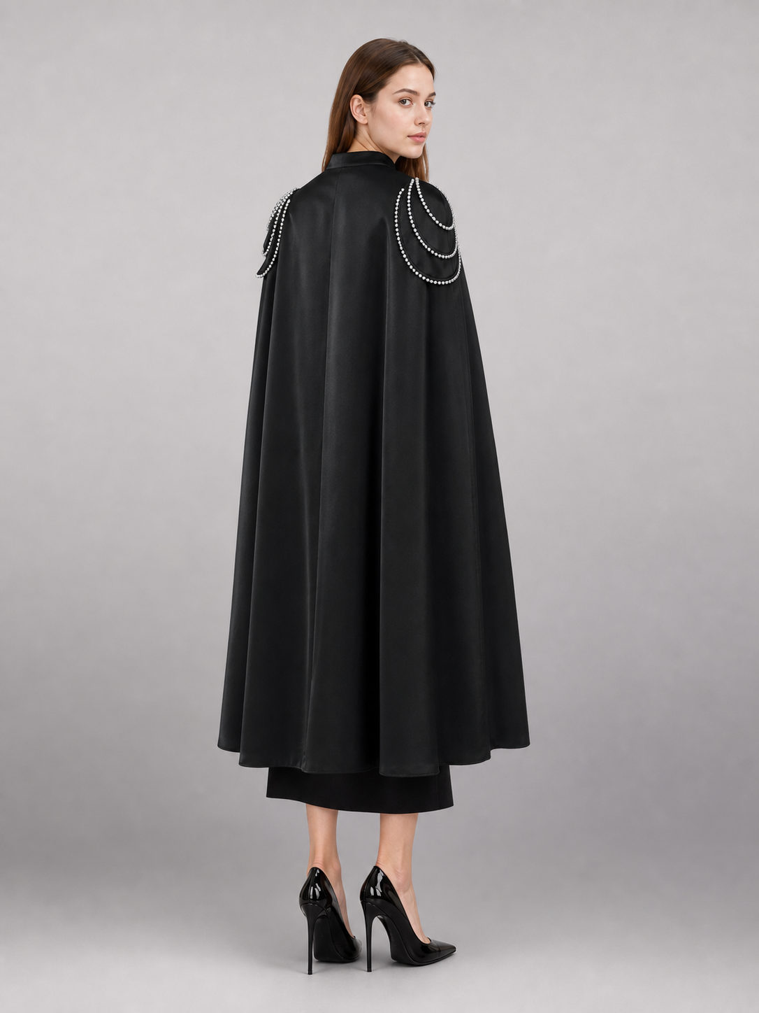 Long Black Hooded Costume Cloak