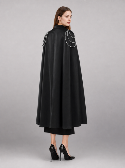 Long Black Hooded Costume Cloak