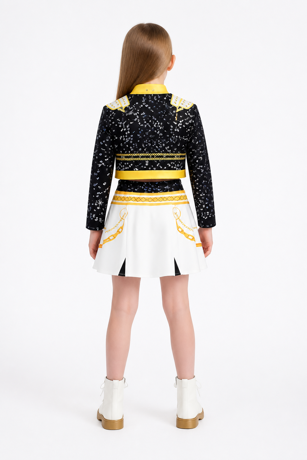 Kids' Demon Hunter Set, Black, White, and Yellow back view