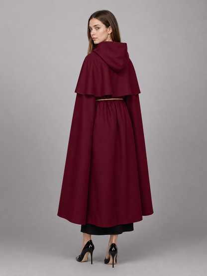Burgundy Hooded Carnival Cloak for Cosplay