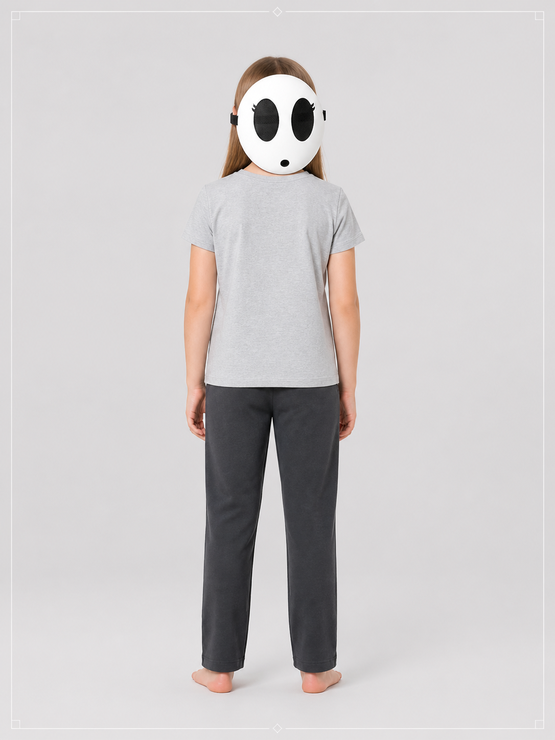White Halloween Mask, Half Mask with Black Eye Openings back view