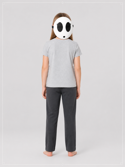 White Halloween Mask, Half Mask with Black Eye Openings back view