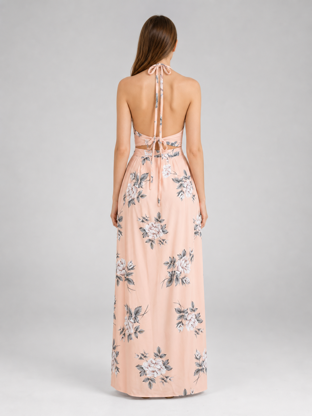 Floral Print Maxi Beach Dress with Slit