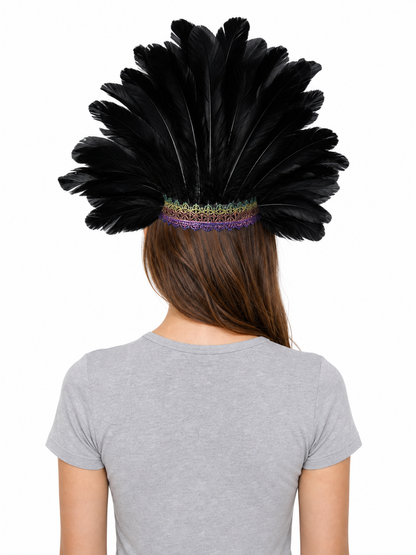 Carnival Feather Headpiece with Mask