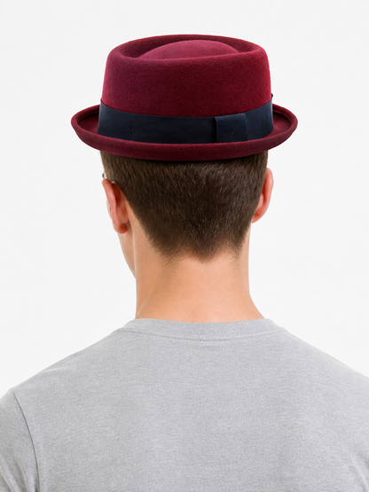 Burgundy Fedora Hat with Dark Band