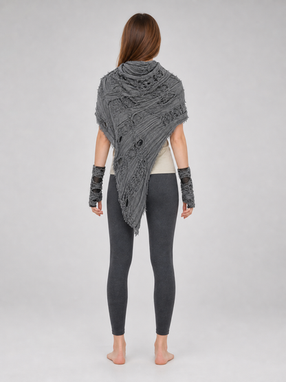 Hooded scarf with fingerless gloves, grunge design