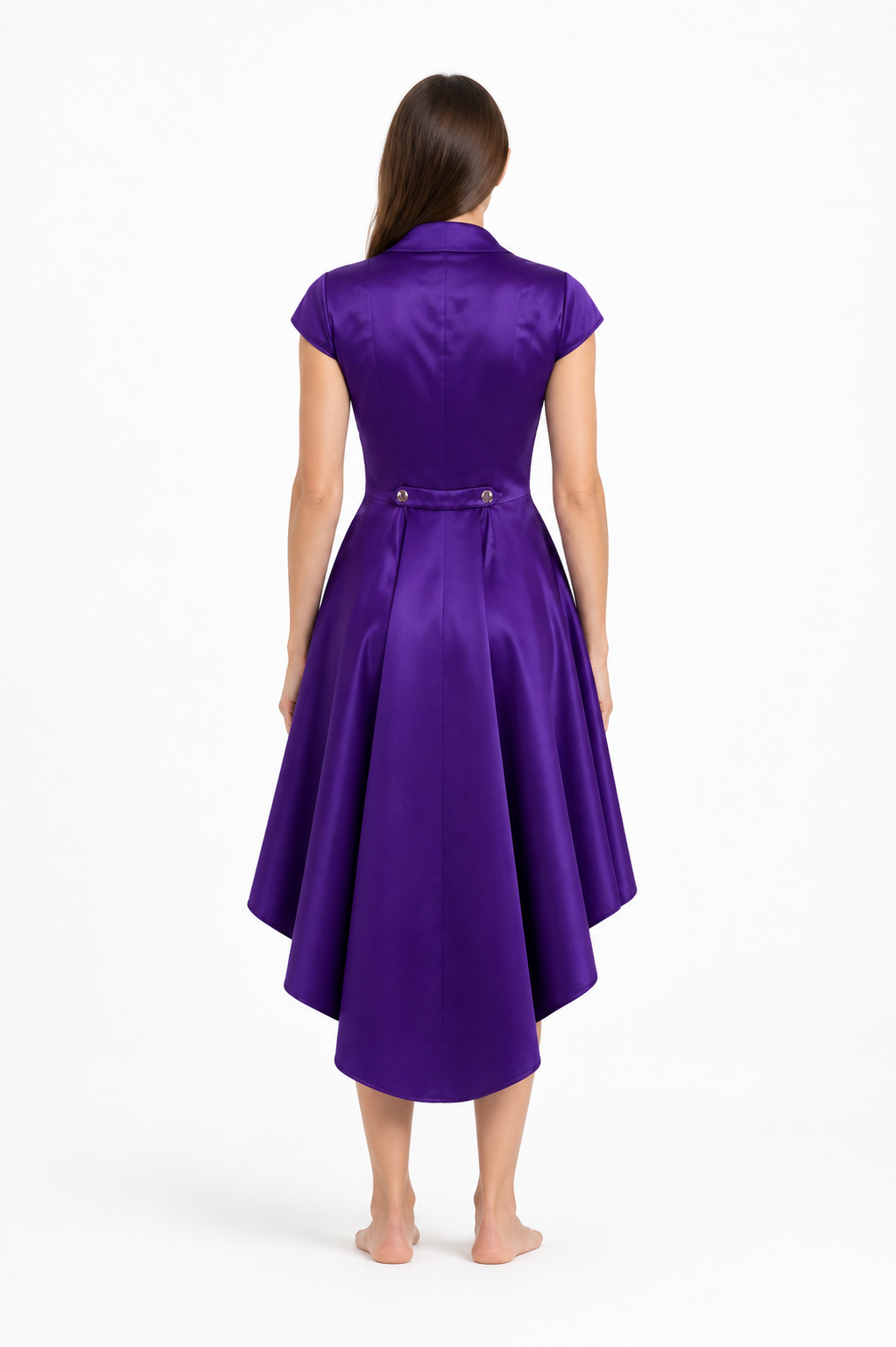 Purple Gothic-Style Tailcoat with an Asymmetrical Tail back view