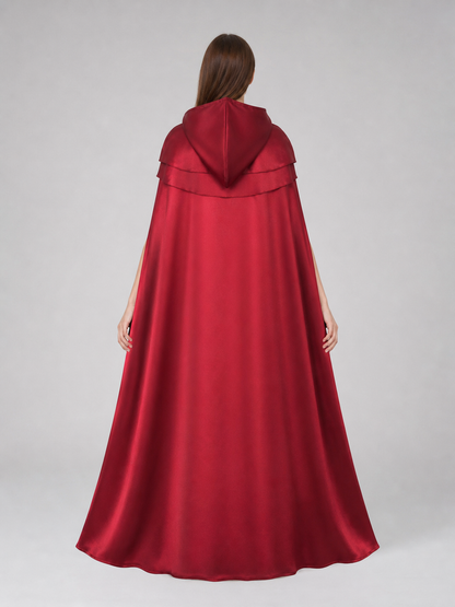Red Hooded Cape Cloak with Pendant