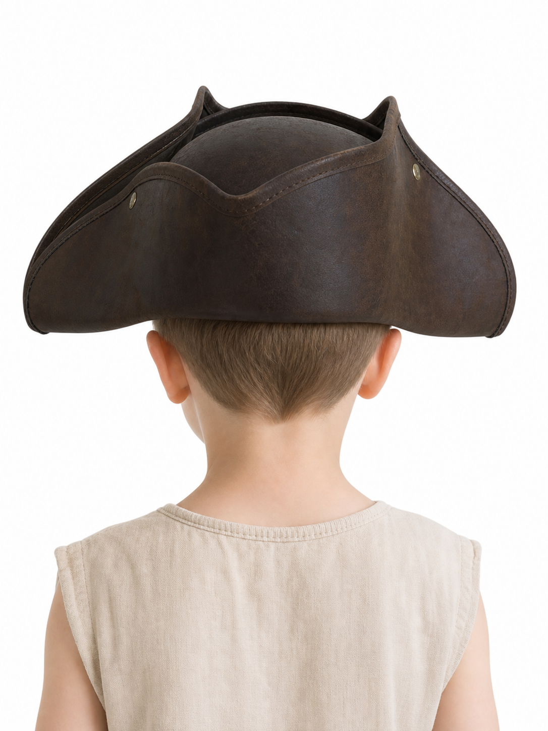 1pc Children's Dark Brown Tricorn Pirate Hat, Wide Curved Brim Costume Accessory for Pirate-Themed Dress-Up Parties and Role-Play