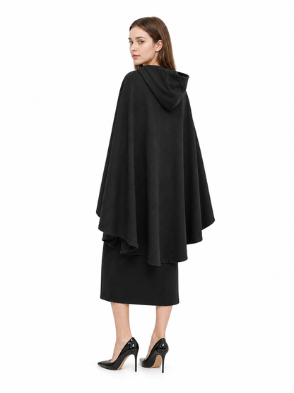 Black hooded medieval costume cloak product view 28