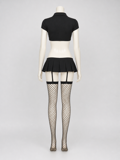 Police Costume with a Short Top and Skirt for Cosplay back view