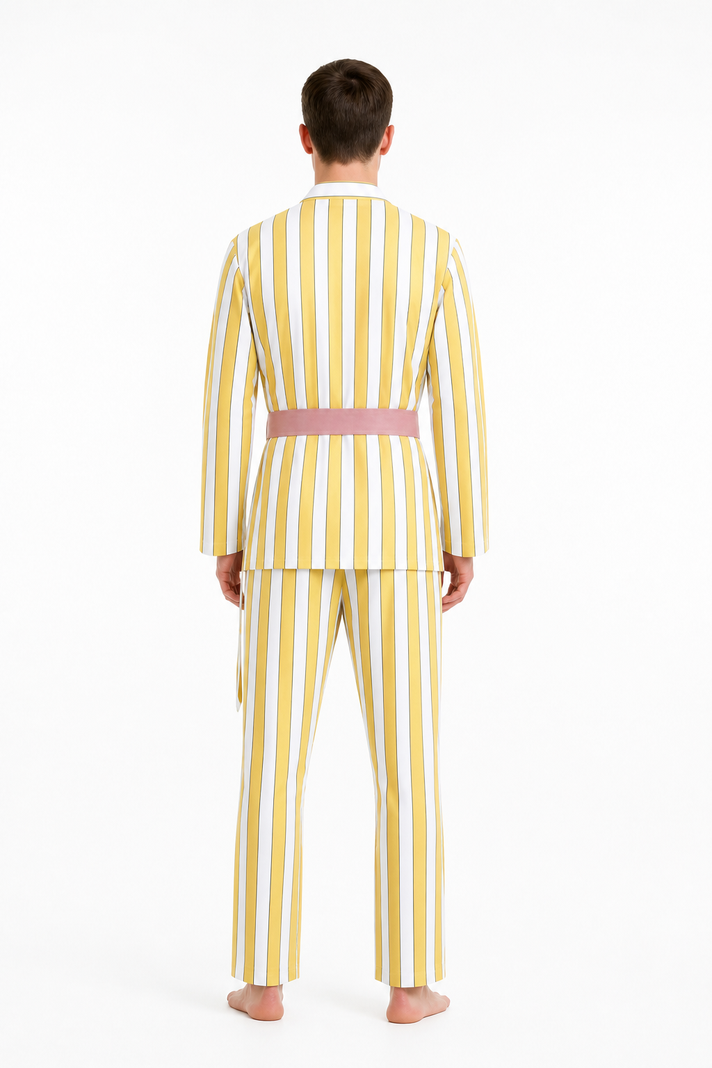 Sanji Wano Cosplay Costume with Striped Jacket back view
