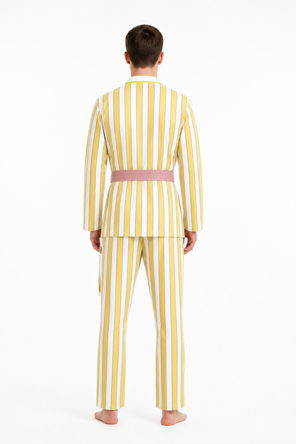 Sanji Wano Cosplay Costume with Striped Jacket back view