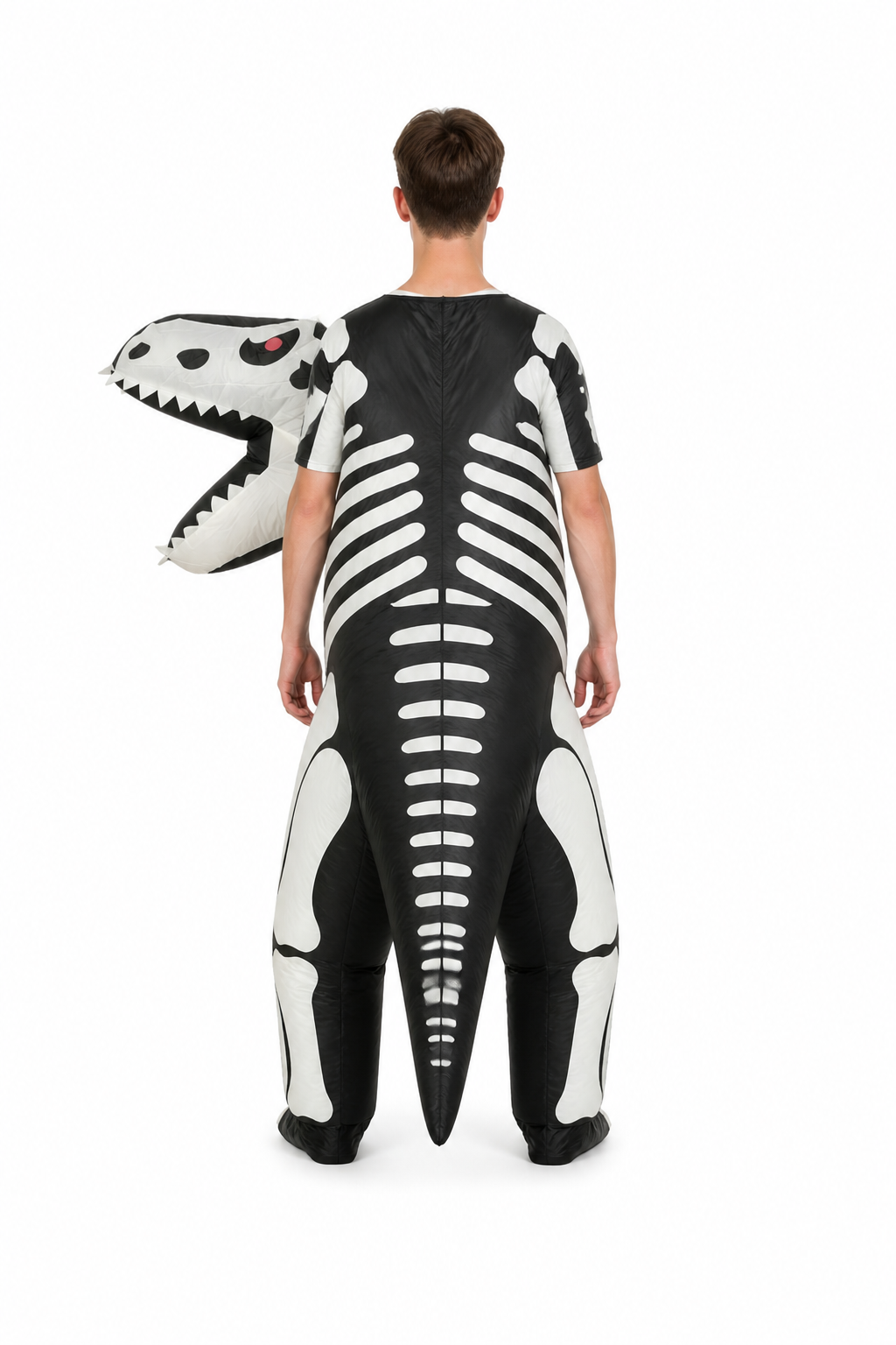 Black-and-White Skeleton Dinosaur Costume back view