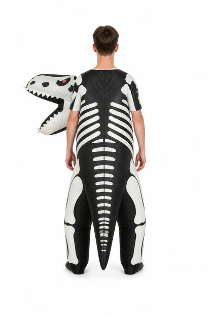 Black-and-White Skeleton Dinosaur Costume back view