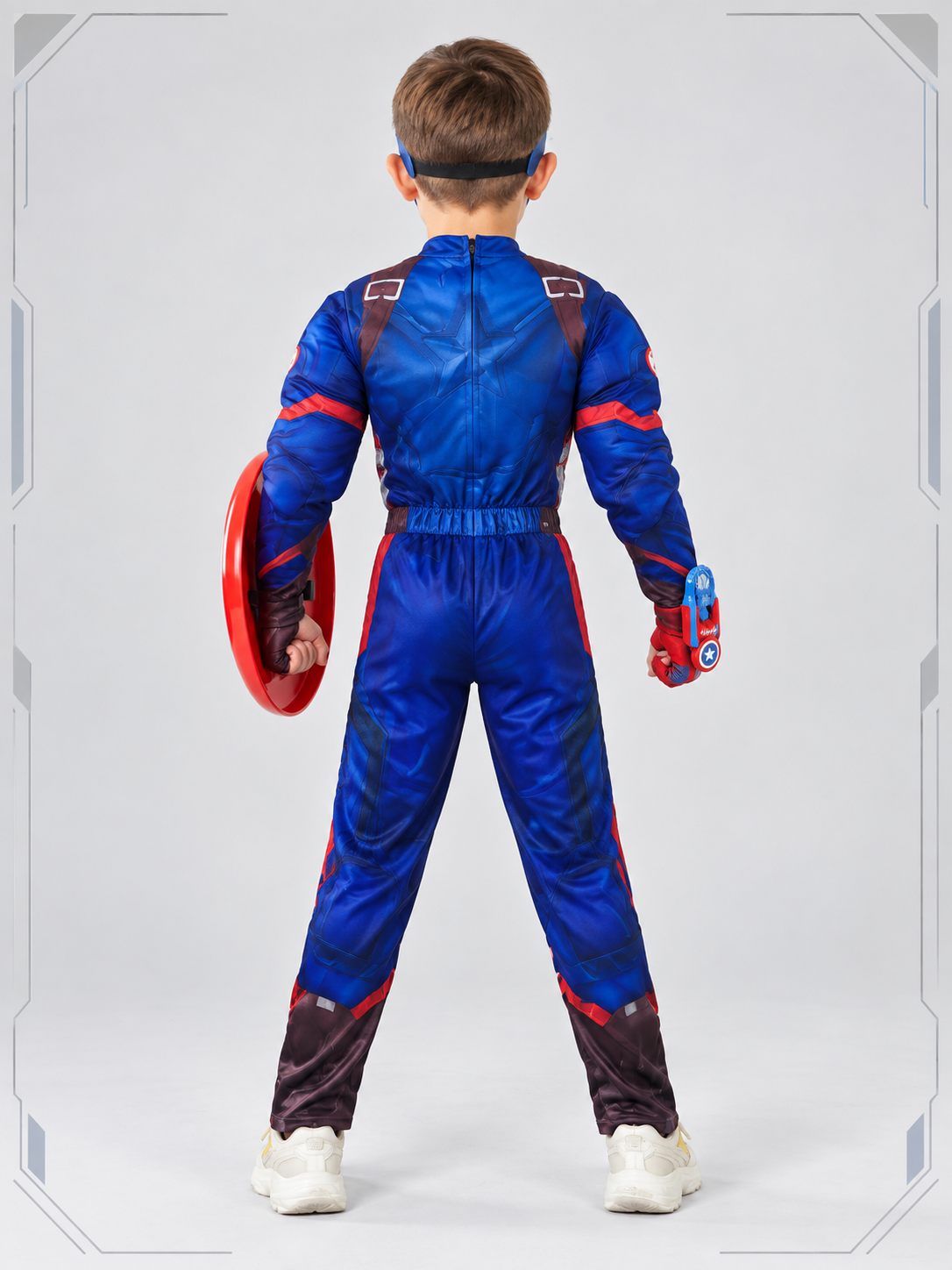 Kids' superhero carnival costume with mask and shield