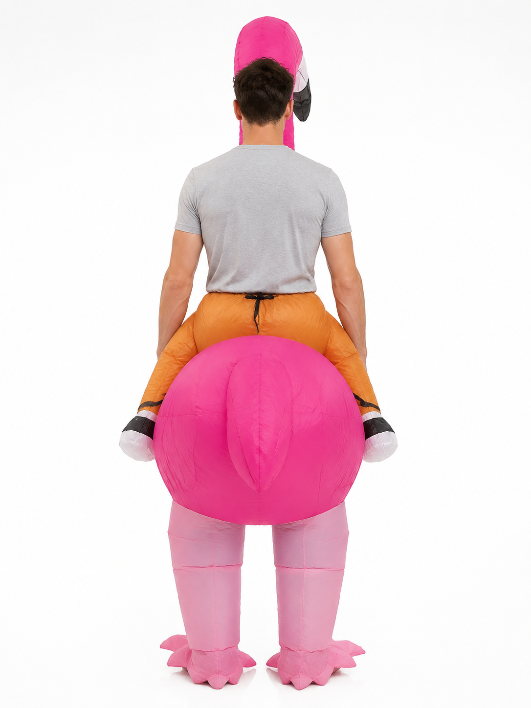 Inflatable Flamingo Costume with Fan back view