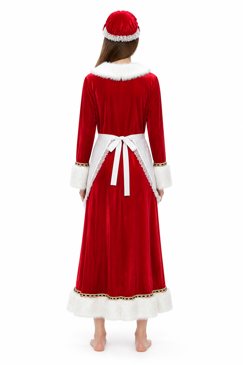 New Year's Carnival Costume with Apron and Hat back view