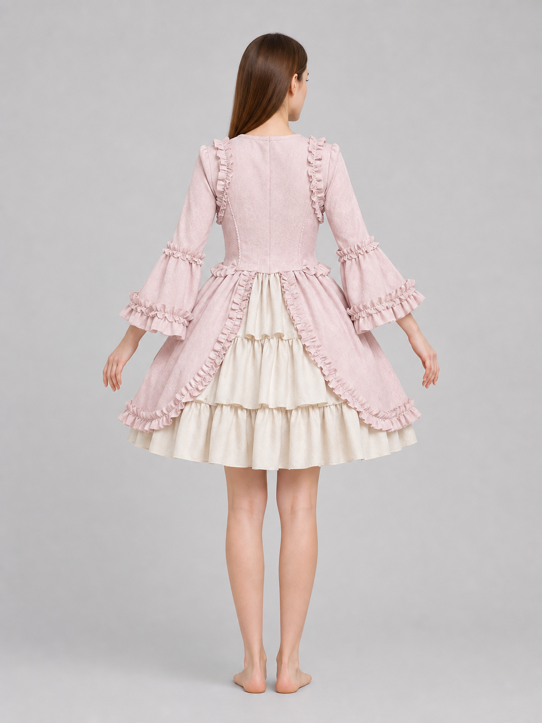 Rococo-Style Costume Dress with Ruffles and Bow