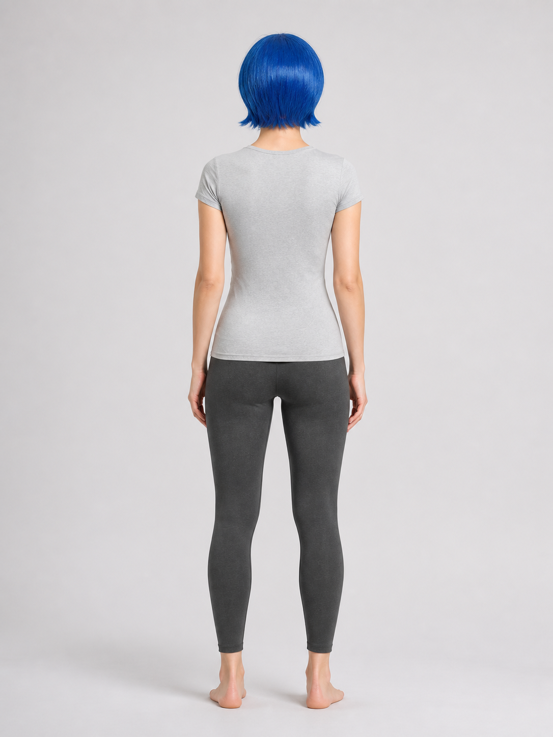 Blue Bob Wig with Side-Swept Bangs for Cosplay and Parties back view