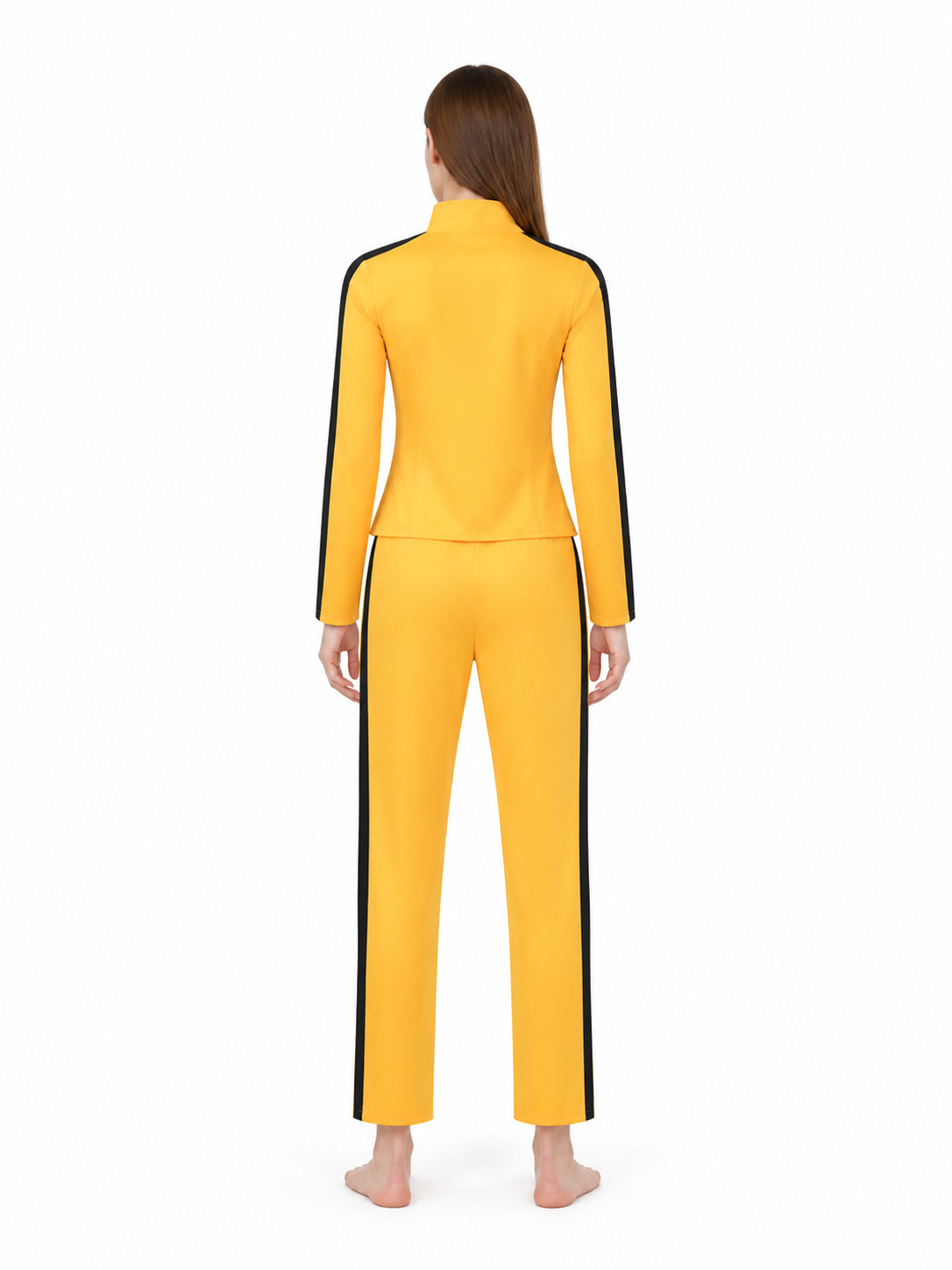 Two-Piece Yellow and Black Tracksuit back view