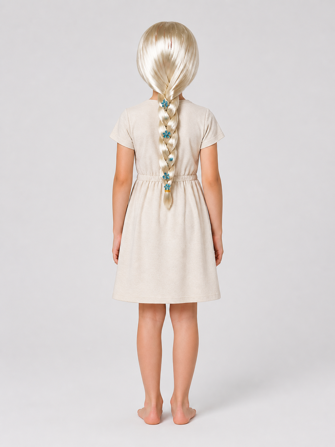 Light Carnival Wig with Long Braid for Halloween back view
