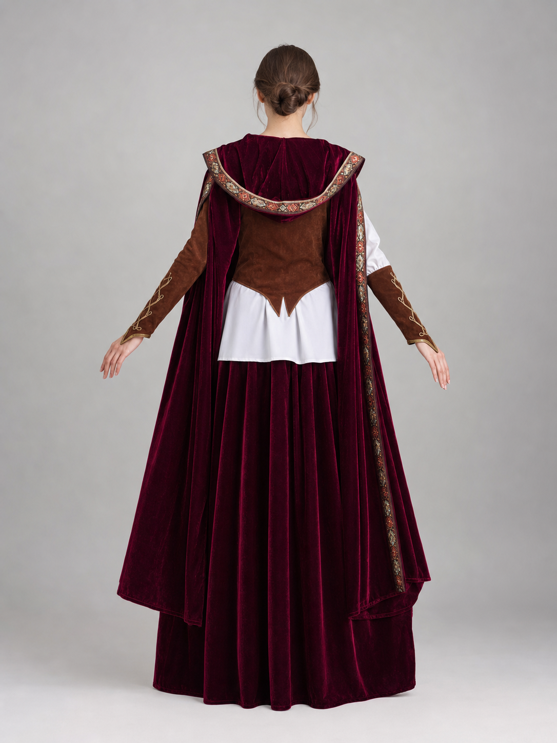 Gothic Vampire Costume with Cape and Long Skirt