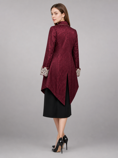 Vintage Burgundy Carnival Cape with Lace