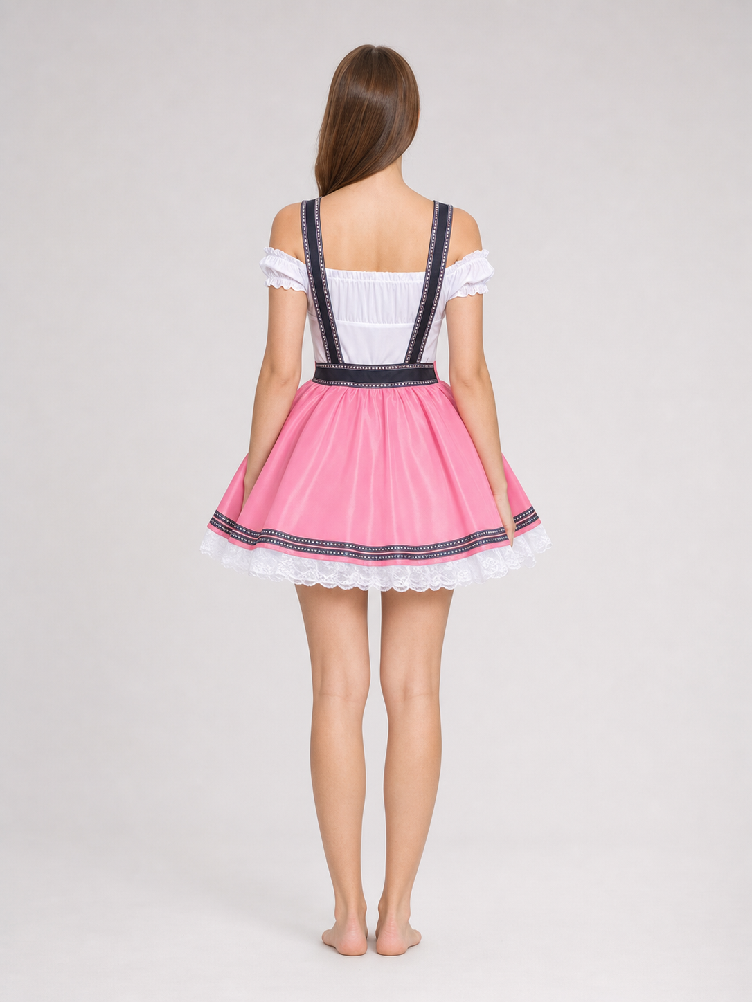 Pink costume dress in dirndl style, M–XXL