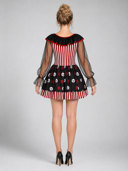 Circus-Style Clown Costume for Stage Performances