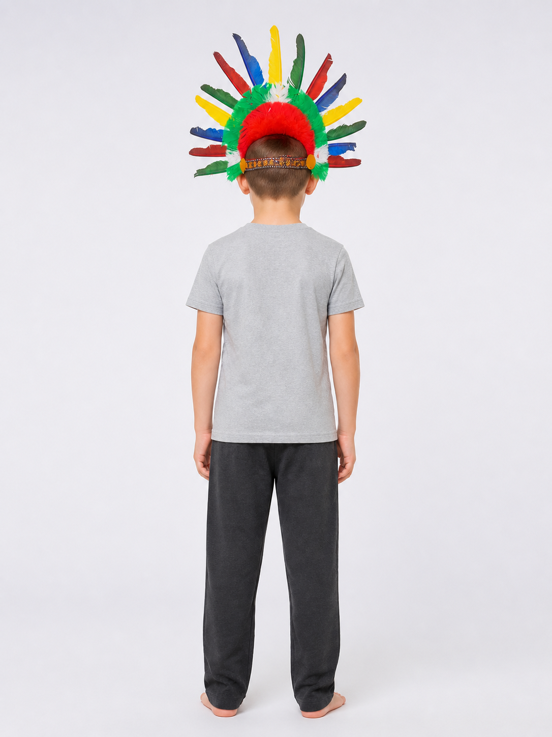 Multicolored Feather Carnival Headpiece back view