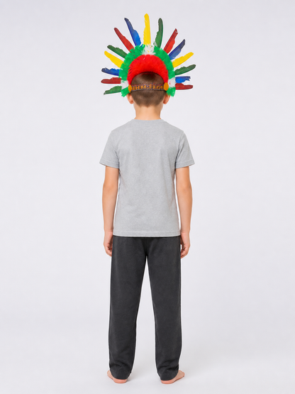 Multicolored Feather Carnival Headpiece back view