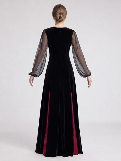 Gothic Halloween Costume Dress with Collar back view 2
