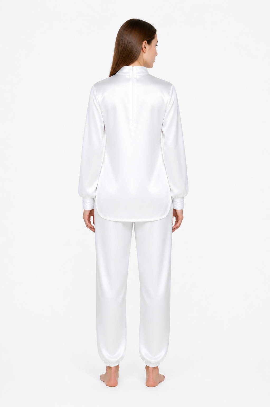White Cosplay Jumpsuit with High Collar