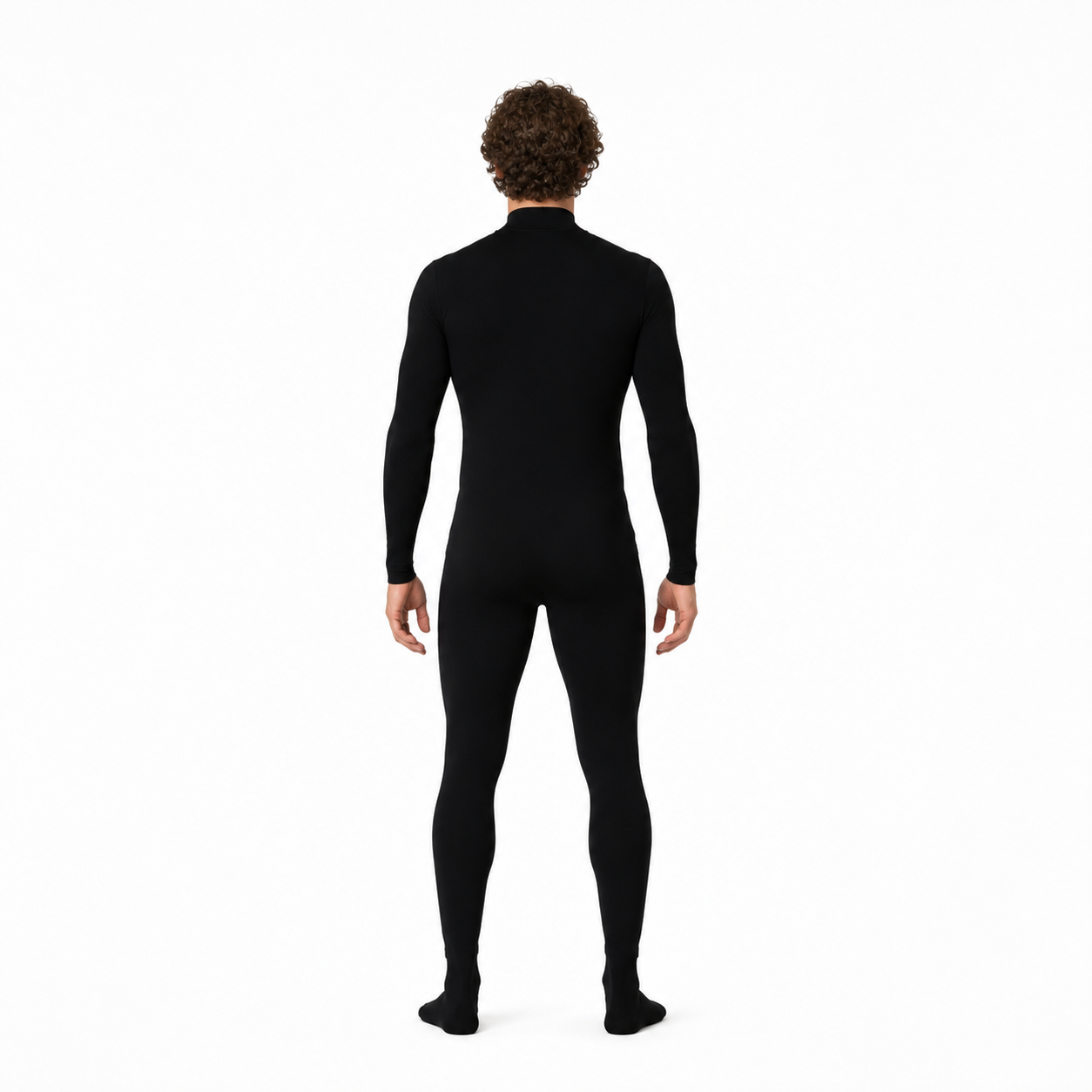 Black Form-Fitting Jumpsuit with Long Sleeves