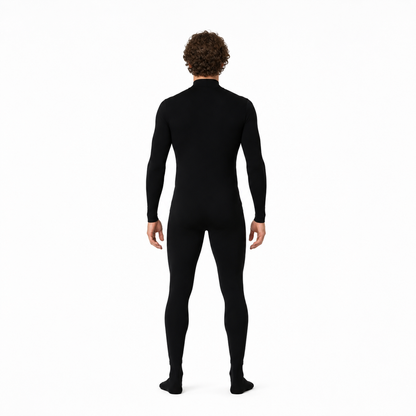 Black Form-Fitting Jumpsuit with Long Sleeves