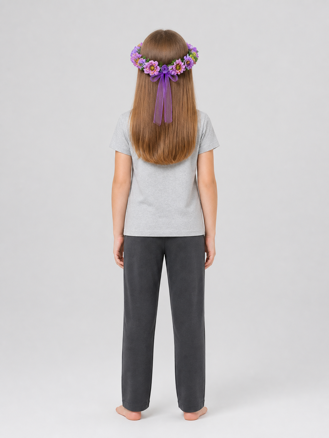 Halloween Carnival Headband with Flowers and Ribbon back view