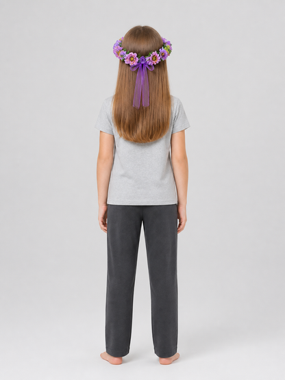 Halloween Carnival Headband with Flowers and Ribbon back view