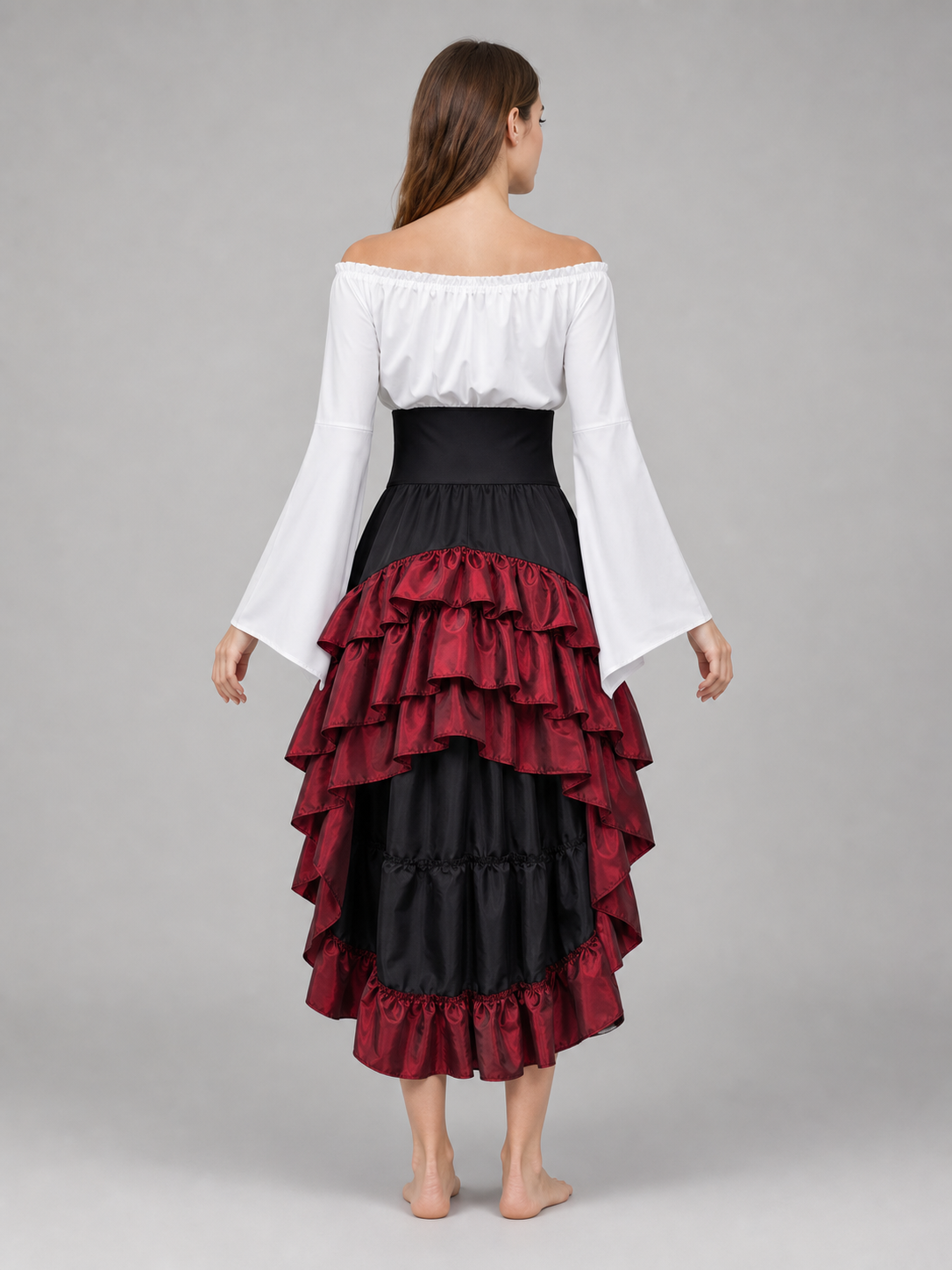 Gothic Costume with Corset and Tiered Skirt