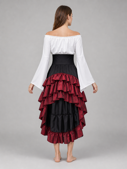 Gothic Costume with Corset and Tiered Skirt