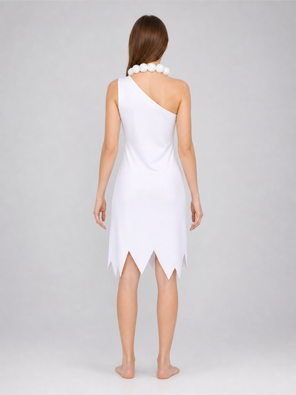 White Halloween Cosplay Dress with Cap