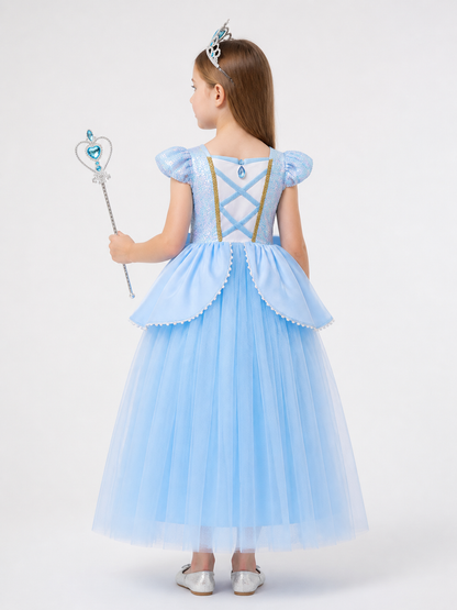 Princess Carnival Costume with Crown for Cosplay back view