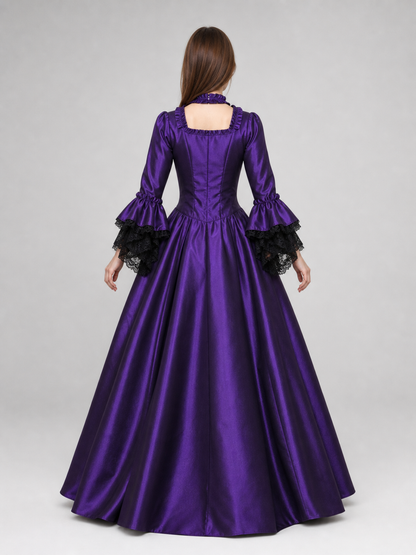 Gothic-Style Carnival Dress with Long Sleeves back view 2