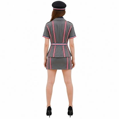 Pilot Uniform with Skirt and Gold Stars back view