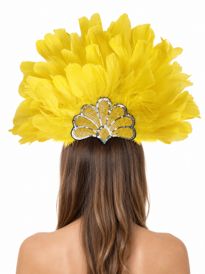 Yellow Carnival Headpiece with Gold Fan