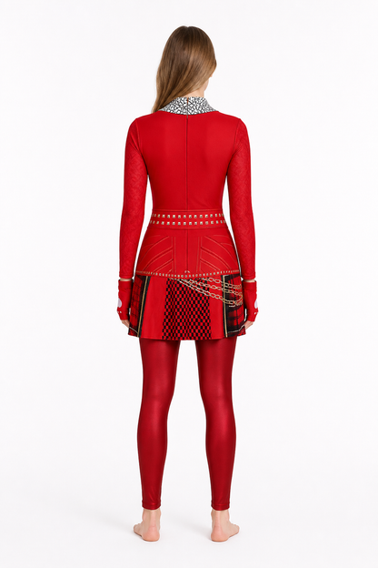 Red Children's Dress with Zipper and Snaps back view