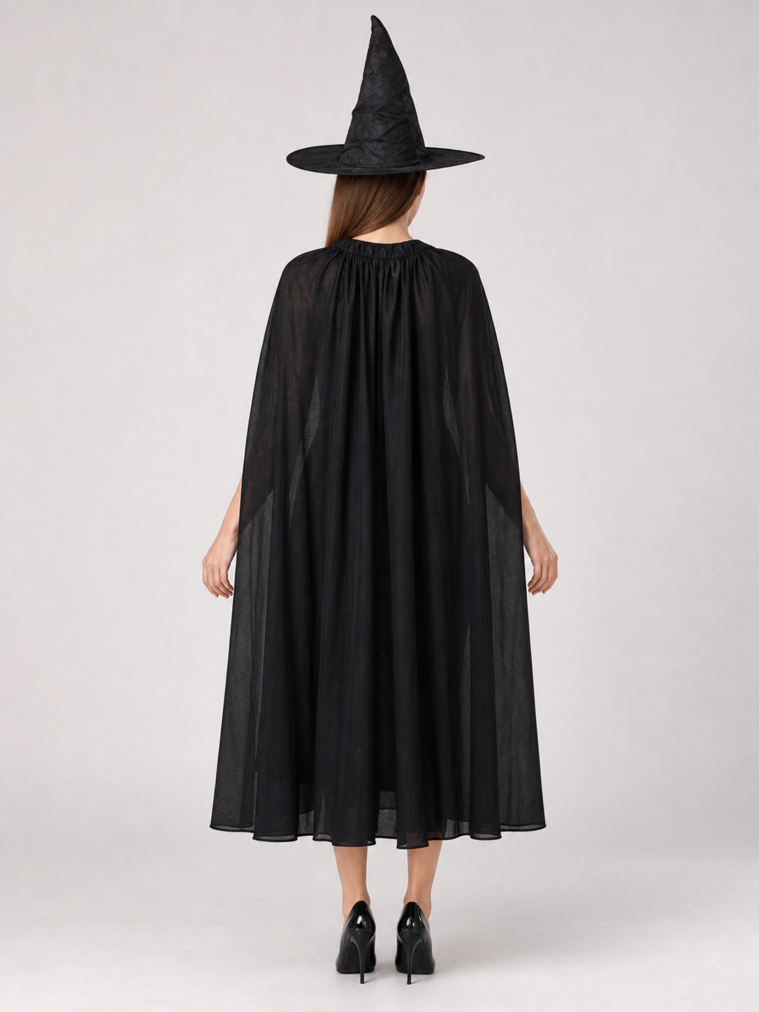 Black Costume Cape with Green Gloves