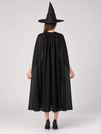 Black Costume Cape with Green Gloves